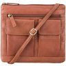 Плечевая сумка из натуральной кожи светло-коричневого цвета на молнии Visconti Slim Bag 69078 - 1