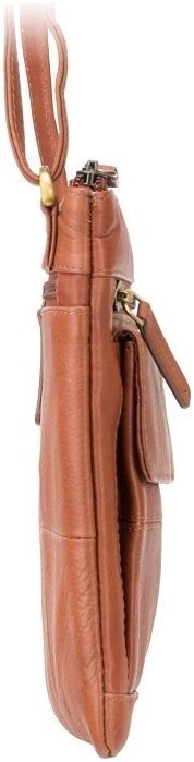 Плечова сумка з натуральної шкіри світло-коричневого кольору на блискавці Visconti Slim Bag 69078