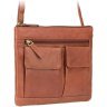 Плечова сумка з натуральної шкіри світло-коричневого кольору на блискавці Visconti Slim Bag 69078 - 3
