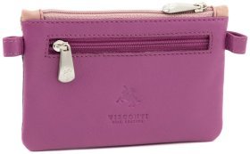 Розово-фиолетовая ключница из натуральной высококачественной кожи на молнии Visconti Cora 69178