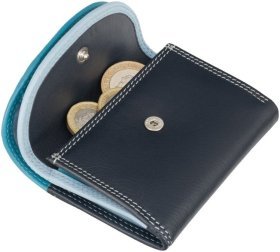 Синий женский кошелек маленького размера из натуральной кожи на кнопке Visconti Zanzibar 69278