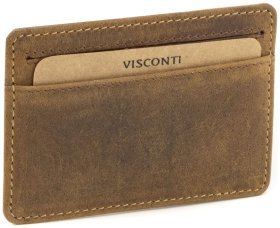 Винтажный картхолдер из натуральной кожи светло-коричневого цвета Visconti 79478