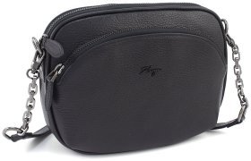 Черная женская сумка-кроссбоди из фактурной кожи с ремешком через плечо KARYA 69778