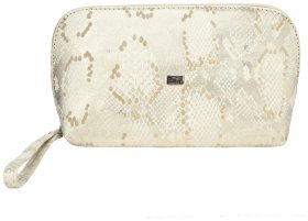 Светло-бежевая женская косметичка из натуральной кожи под змею Desisan 80079