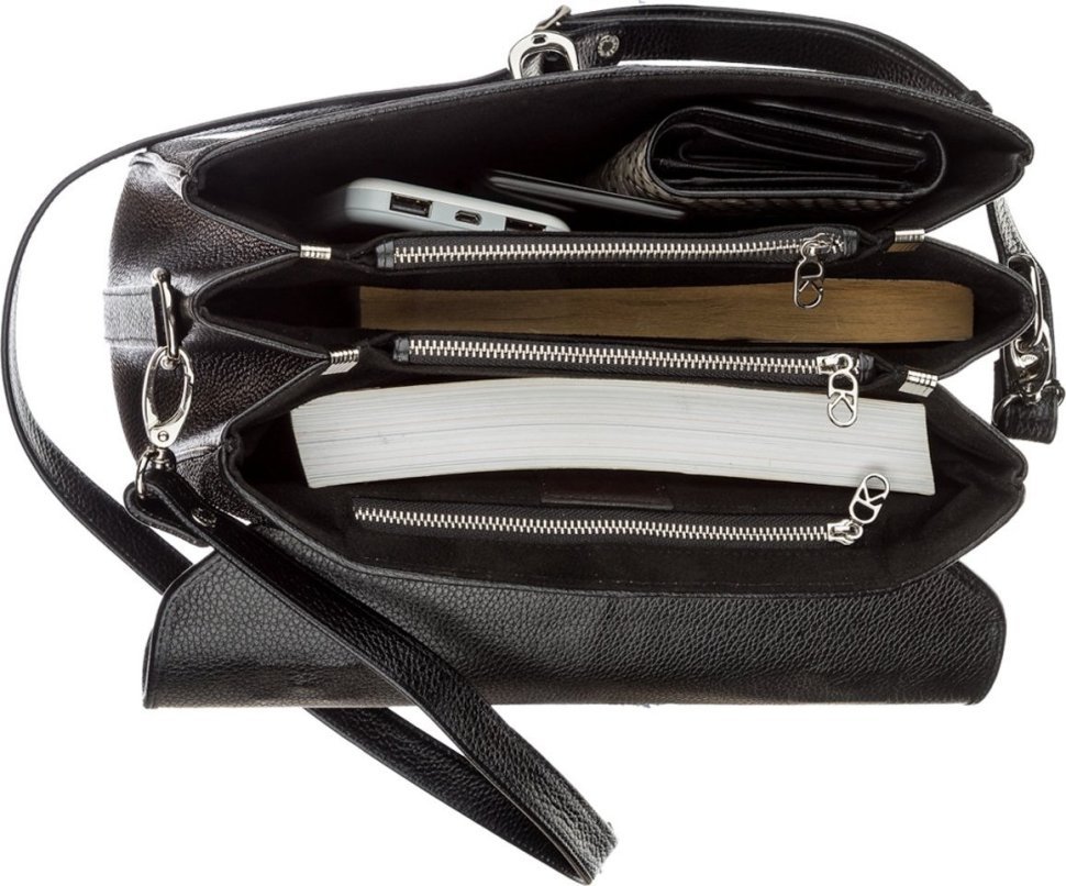 Оригінальна сумка чорного кольору з натуральної шкіри морського ската STINGRAY LEATHER (024-18612)