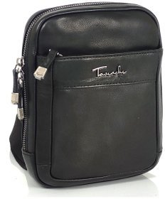 Чоловіча шкіряна сумка через плече чорного кольору Tavinchi 90779