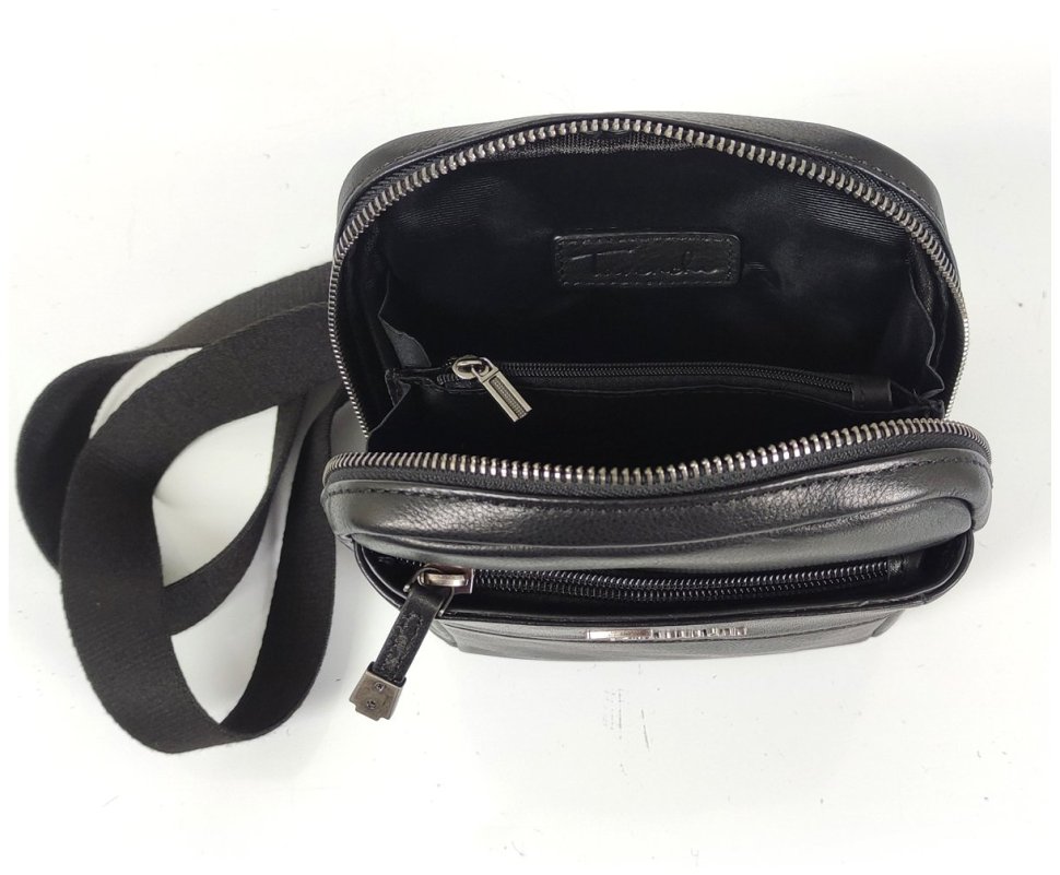 Мужская кожаная сумка через плечо черного цвета Tavinchi 90779 modnotak фото №2