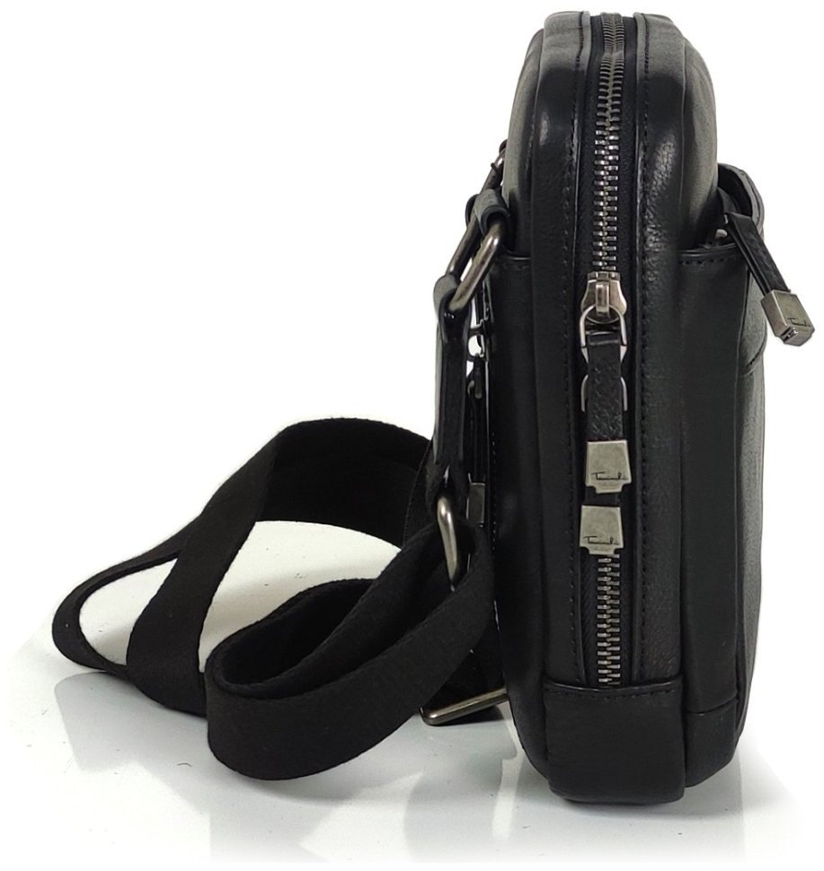 Мужская кожаная сумка через плечо черного цвета Tavinchi 90779 modnotak фото №10