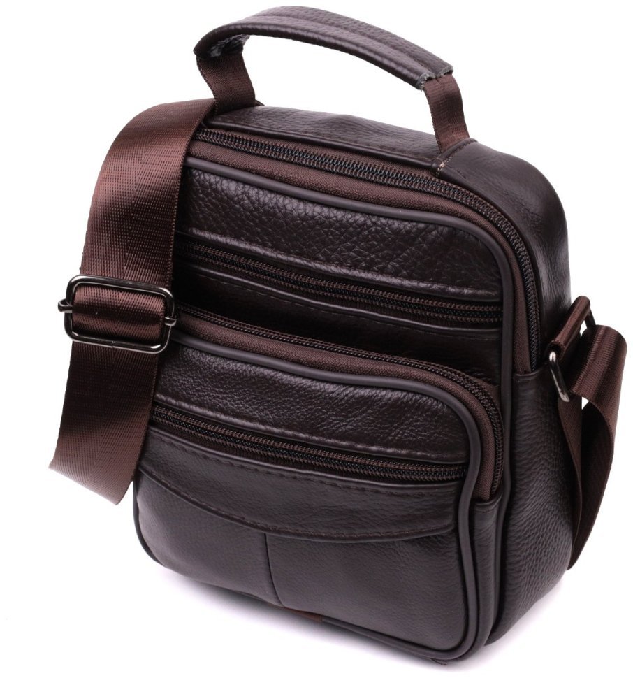 Небольшая сумка барсетка из натуральной кожи коричневого цвета с ручкой и плечевым ремнем Vintage Style 91079 фото №1 Небольшая сумка барсетка из натуральной кожи коричневого цвета с ручкой и плечевым ремнем Vintage Style 91079 modnotak фото №1