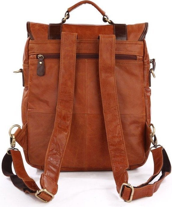 Функциональный рюкзак из натуральной кожи рыжего цвета VINTAGE STYLE (14166)