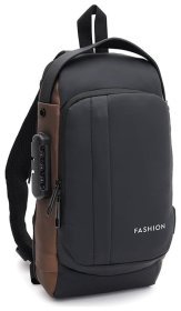 Чорно-коричнева чоловіча сумка-слінг із текстилю з кодовим замком Monsen 71579