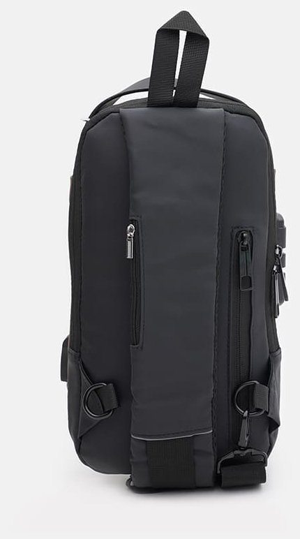 Черно-коричневая мужская сумка-слинг из текстиля с кодовым замком Monsen 71579