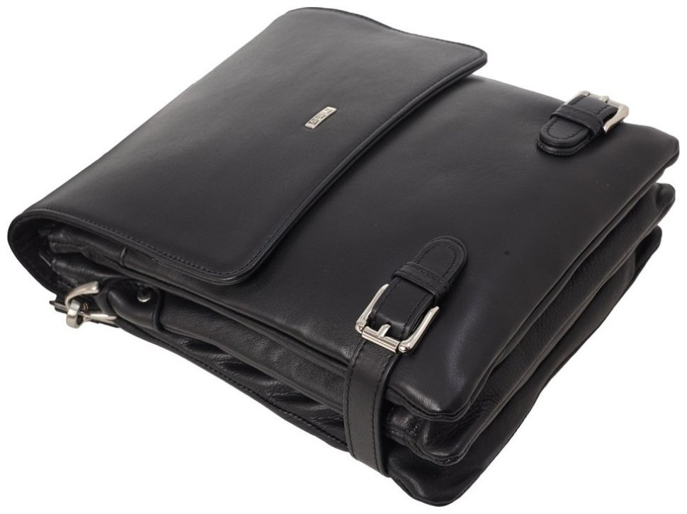 Мужская сумка через плечо из гладкой кожи черного цвета DESISAN 81579 фото №5 Мужская сумка через плечо из гладкой кожи черного цвета DESISAN 81579 modnotak фото №5