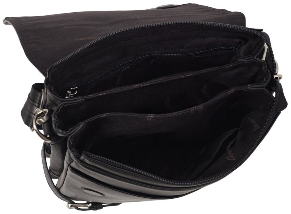 Мужская сумка через плечо из гладкой кожи черного цвета DESISAN 81579 фото №6 Мужская сумка через плечо из гладкой кожи черного цвета DESISAN 81579 modnotak фото №6