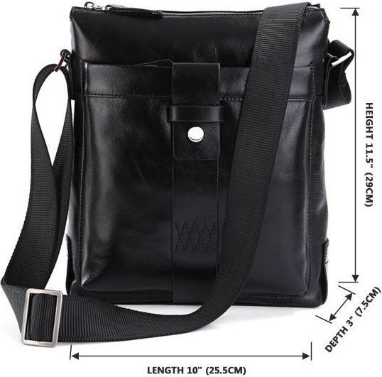 Чорна чоловіча сумка-планшет з натуральної шкіри VINTAGE STYLE (14087)