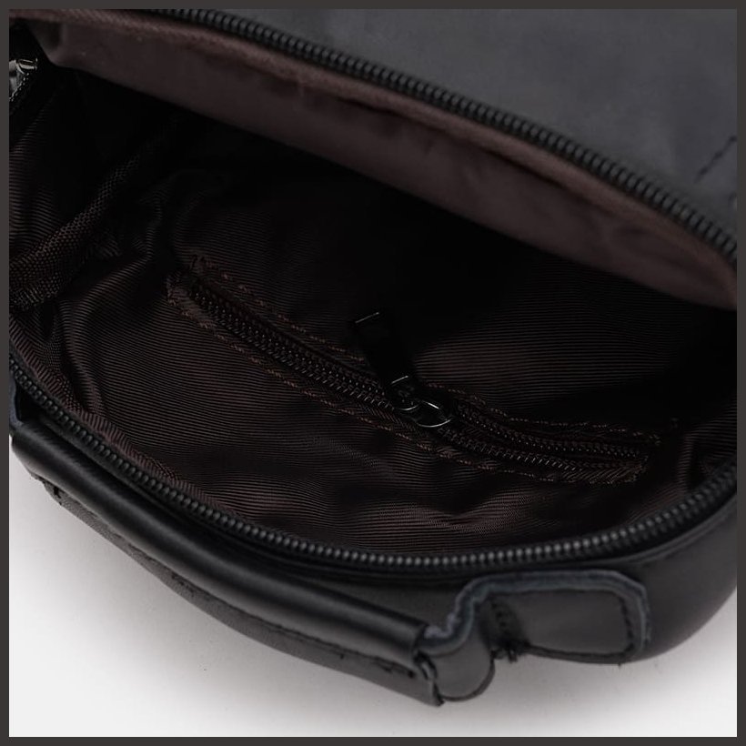 Практичная мужская сумка-барсетка из натуральной кожи черного цвета с ручкой Keizer 71679