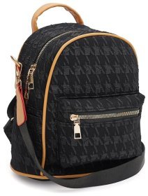 Черный женский рюкзак из экокожи с принтом гусиная лапка - Monsen 71779