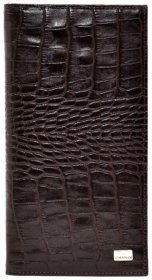 Большой мужской купюрник из натуральной кожи с тиснением под крокодила Desisan 81779 Коричневого цвета