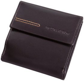 Компактное портмоне из гладкой кожи с монетнице Vip Collection 102379 коричневого цвета