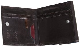 Компактное портмоне из гладкой кожи с монетнице Vip Collection 102379 коричневого цвета