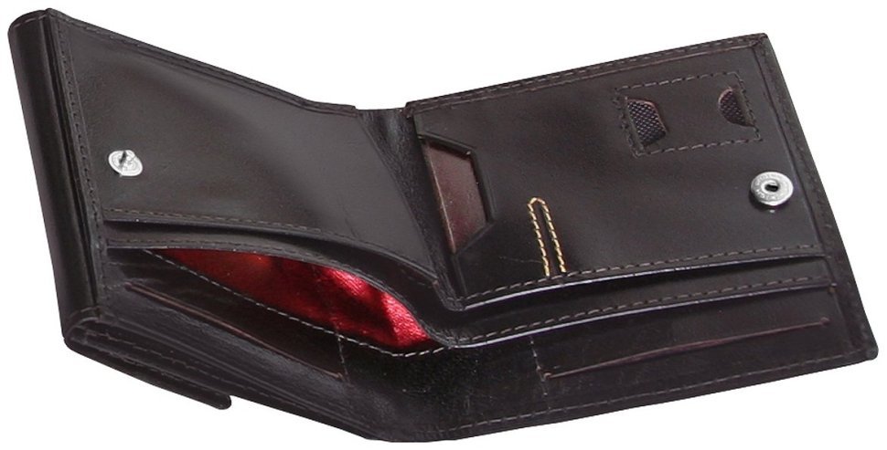 Компактное портмоне из гладкой кожи с монетнице Vip Collection 102379 коричневого цвета фото №3 Компактное портмоне из гладкой кожи с монетнице Vip Collection 102379 коричневого цвета modnotak фото №3