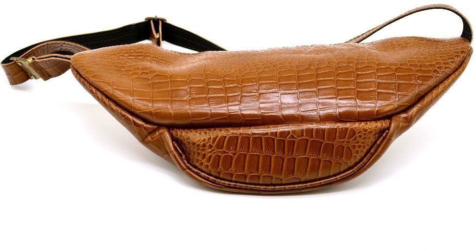 Руда сумка з якісної шкіри з тисненням під крокодила TARWA (19887)