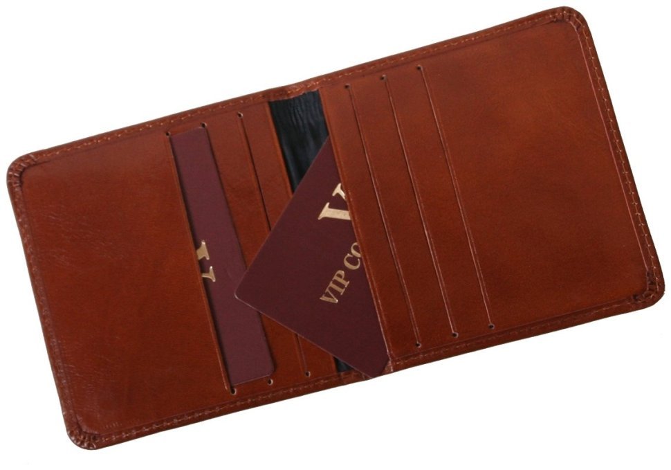 Картхолдер шкіряний Newport у кольорі коньяк Vip Collection 102579 modnotak фото №3