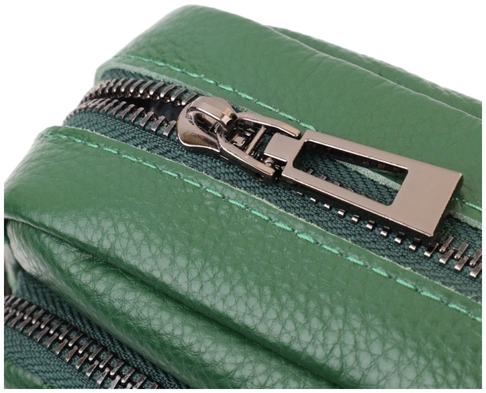 Женская сумка кросс-боди с ромбовидной строчкой из натуральной кожи Vintage 22635 Зеленая modnotak фото №7