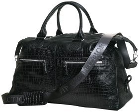 Сумка дорожная в коже кроко черного цвета Vip Collection 102679