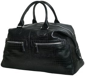 Сумка дорожная в коже кроко черного цвета Vip Collection 102679