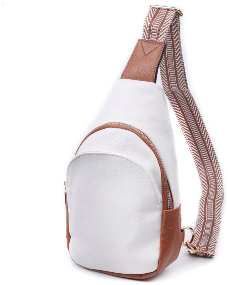 Елегантна жіноча сумка через плече з екошкіри з текстильним ременем Vintage 22779 modnotak фото №1