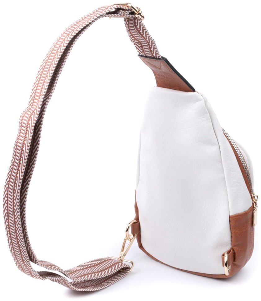 Елегантна жіноча сумка через плече з екошкіри з текстильним ременем Vintage 22779 modnotak фото №2