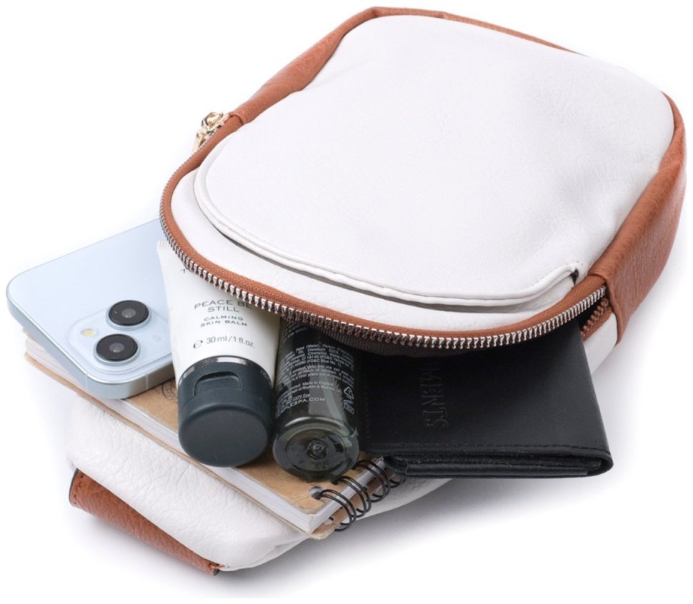 Елегантна жіноча сумка через плече з екошкіри з текстильним ременем Vintage 22779 modnotak фото №8