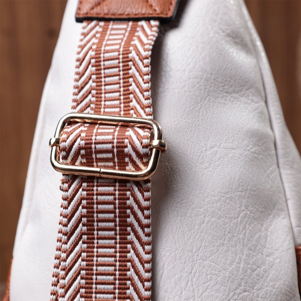 Елегантна жіноча сумка через плече з екошкіри з текстильним ременем Vintage 22779 modnotak фото №10