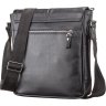 Качественная мужская сумка на плечо из гладкой кожи черного цвета SHVIGEL (00878) - 2
