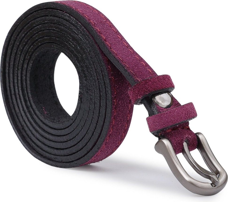 Жіночий тонкий замшевий ремінь фіолетового кольору Vintage (2420774)