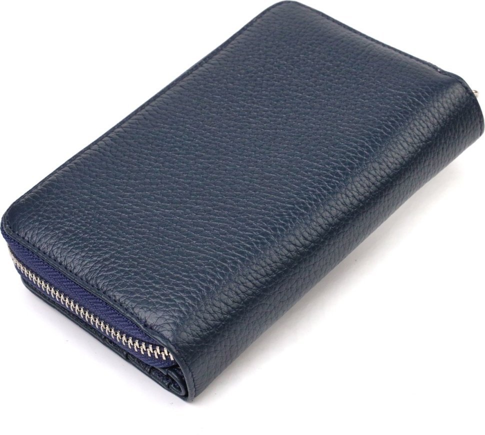 Синій жіночий гаманець середнього розміру з натуральної шкіри CANPELLINI (2421715)