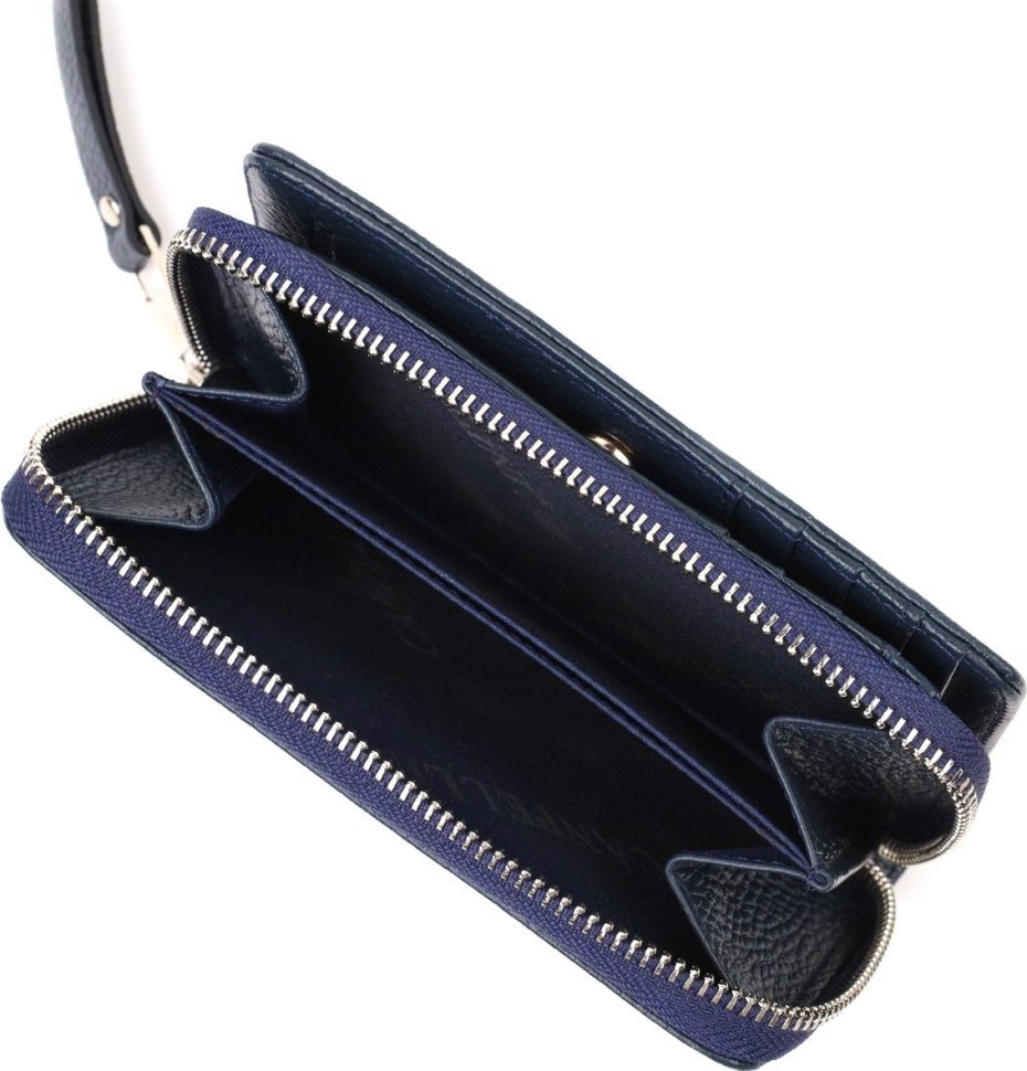 Синій жіночий гаманець середнього розміру з натуральної шкіри CANPELLINI (2421715)