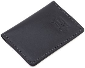 Кожаная обложка для ID-паспорта с гербом Украины Grande Pelle 113179 черная