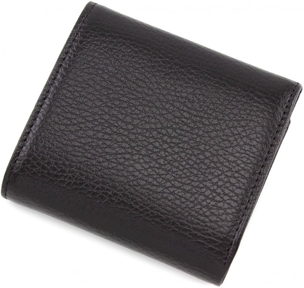 Жіночий гаманець з натуральної чорної шкіри з фіксацією на кнопці Tony Bellucci (10615)