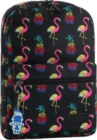 Черный текстильный подростковый рюкзак с фламинго Bagland (53279)