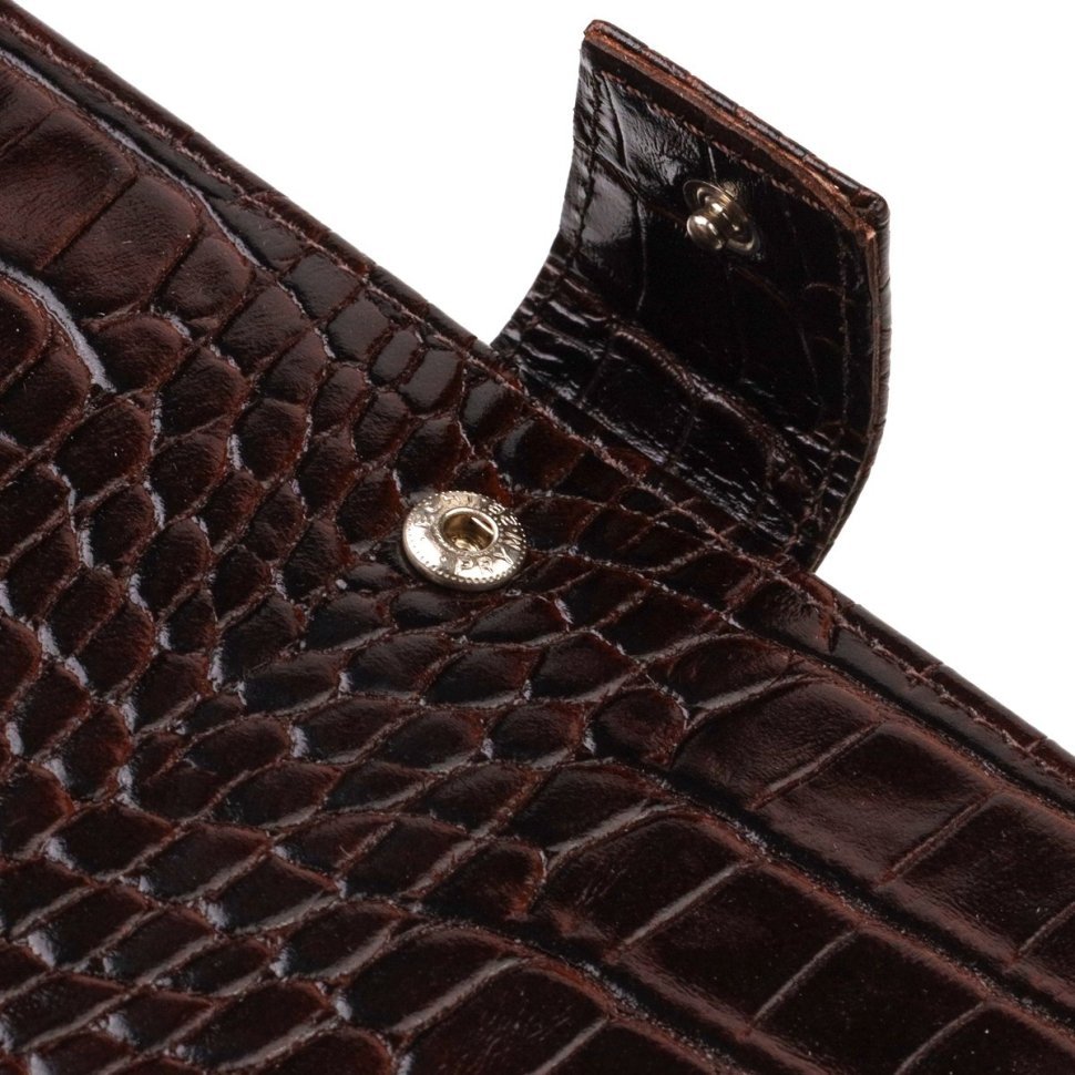 Чоловічий вертикальний гаманець із натуральної шкіри з тисненням під крокодила CANPELLINI (2421915)