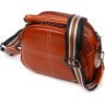 Женская сумка на плечо из натуральной кожи коричневого цвета с белой строчкой Vintage (2422129) - 1