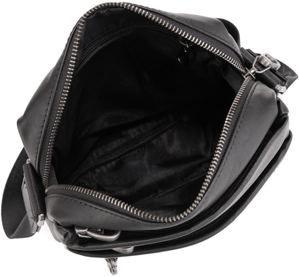 Черная мужская вертикальная сумка-планшет из гладкой кожи Tiding Bag (15762)