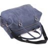 Дорожная сумка синего цвета из винтажной кожи Travel Leather Bag (11006) - 2