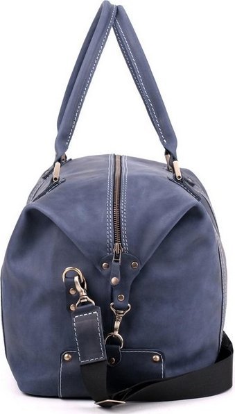 Дорожня сумка синього кольору із вінтажної шкіри Travel Leather Bag (11006)