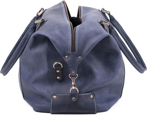 Дорожная сумка синего цвета из винтажной кожи Travel Leather Bag (11006)