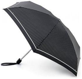 Мини зонт женский Fulton Tiny-2 Assorted Prints L501 Classic Stripe (Механика, складной, черный с белыми полосами) 93779
