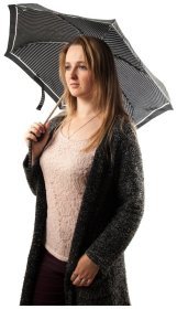 Мини зонт женский Fulton Tiny-2 Assorted Prints L501 Classic Stripe (Механика, складной, черный с белыми полосами) 93779