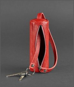 Яркая женская ключница из качественной кожи красного цвета BlankNote Тубус (12957)